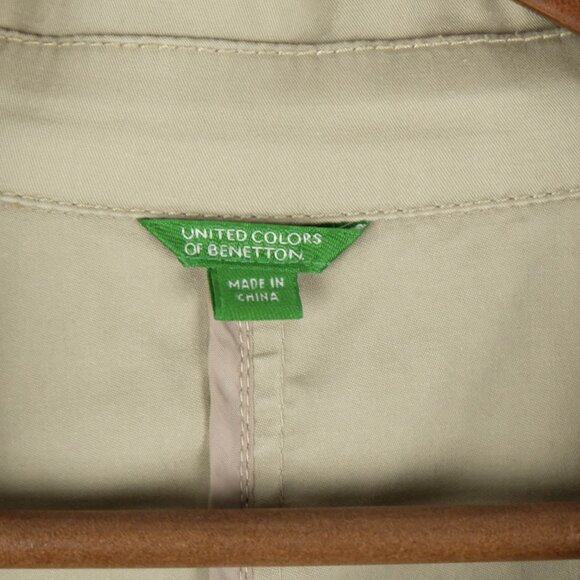 United Colors Of Benetton Trench Coat Womens 44 12 Beige Short Belted Classic - Picture 9 of 11